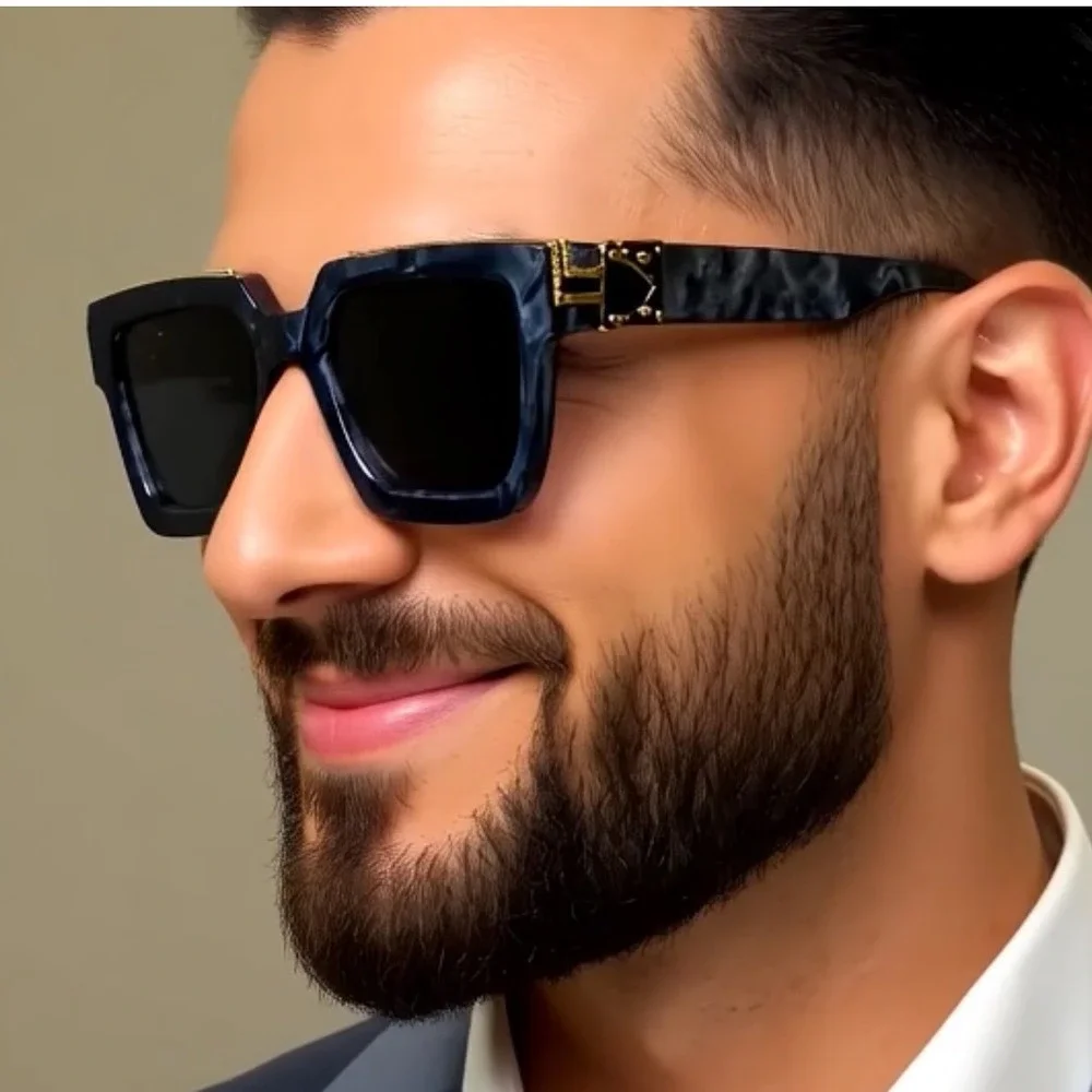 Mens‎ Hip Hop Sunglasses Modern Designer Fashion Shades Gray Marble Frame Classy